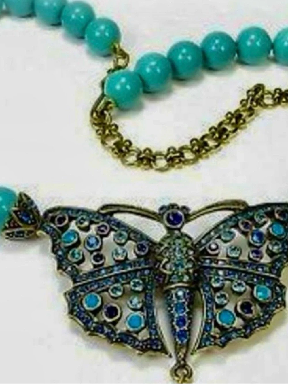 Heidi Daus “Monarch Madness Turquoise and Blue Crystal Butterfly Necklace